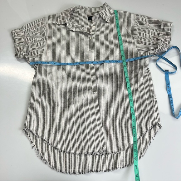 Line women’s black white striped button down shirt XS L6-33 - Picture 2 of 5